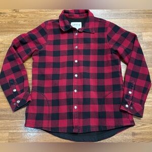 Orvis buffalo check fleece lined pinnacle shirt chore  jacket pockets snaps med